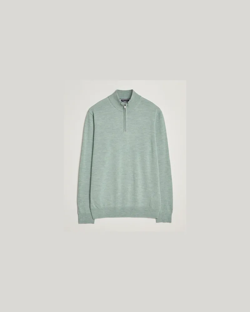 Charles Tyrwhitt Pure Merino Zip Neck Jumper Pale Teal Green Grün