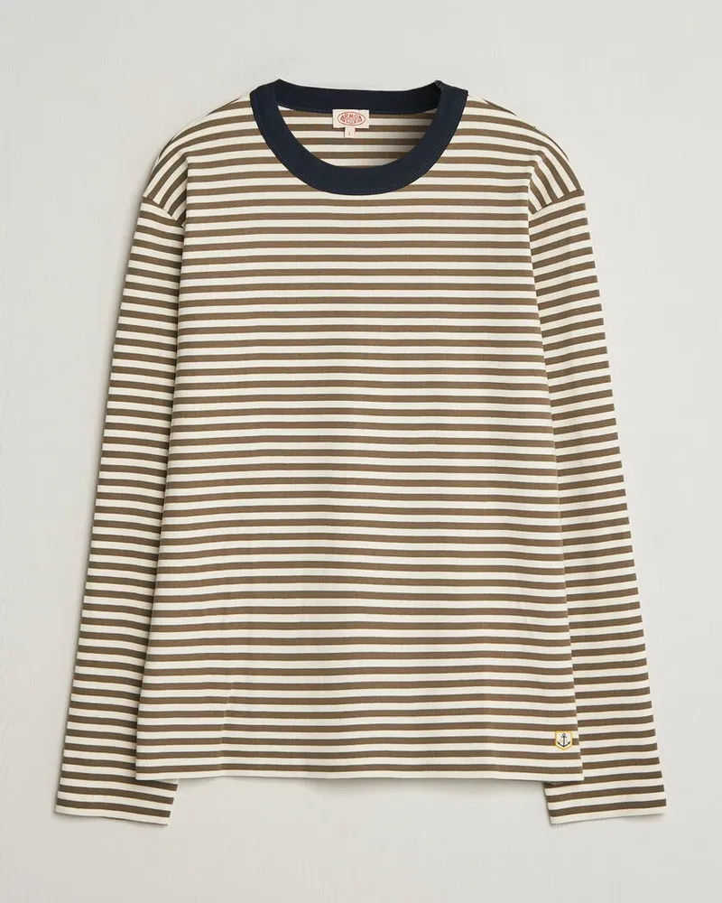 Armor-Lux Héritage Striped Long Sleeve T-Shirt Olive/Milk Mehrfarbig