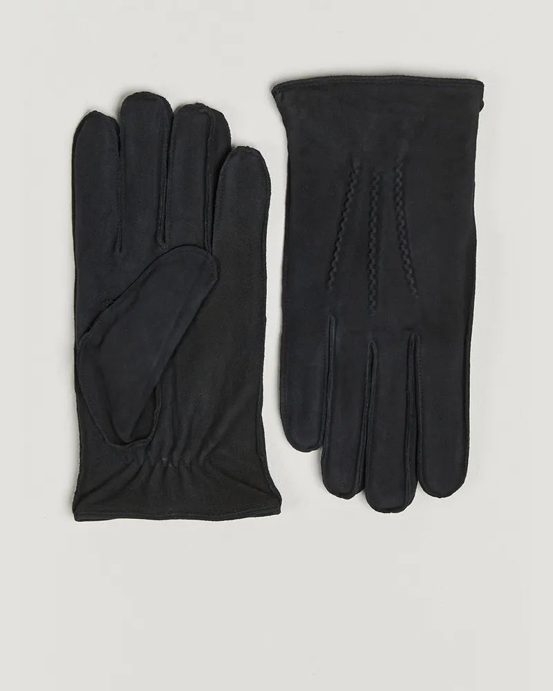 Amanda Christensen Lined Suede Gloves Black Schwarz