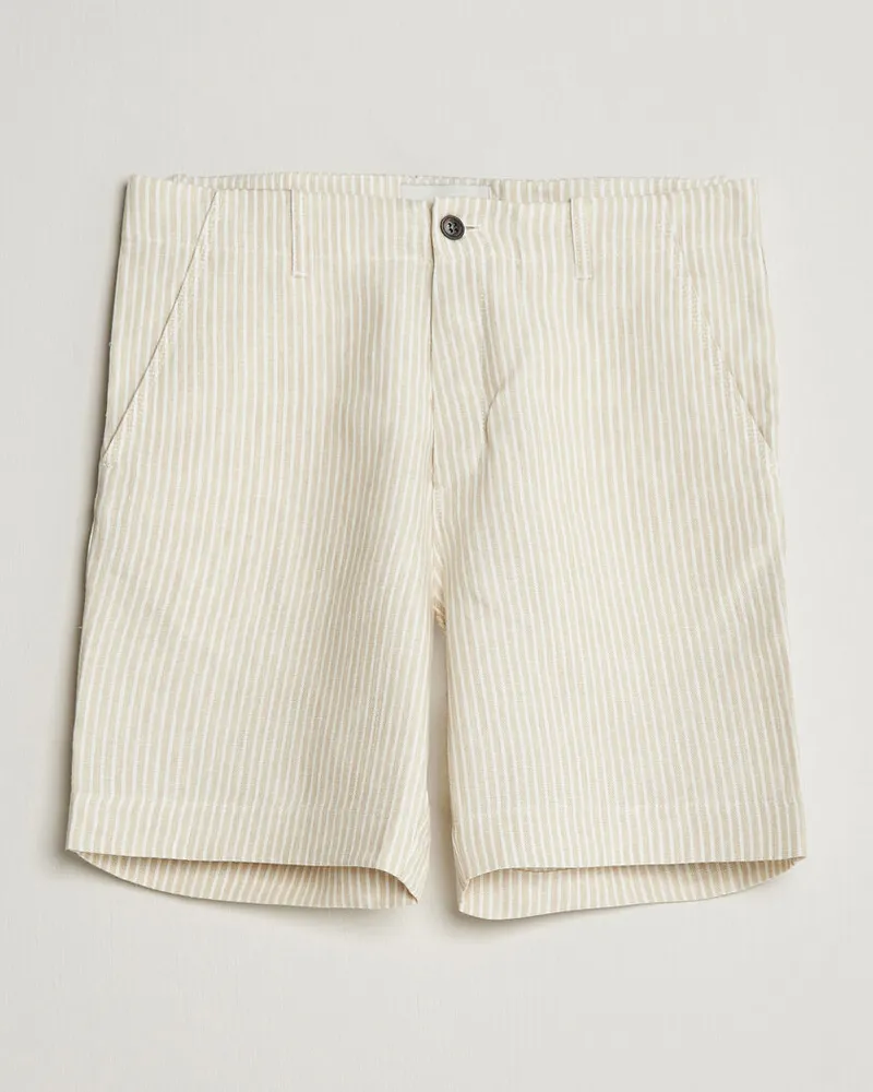 Peregrine Windsor Linen Shorts Beige Stripe Beige