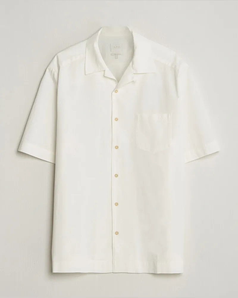 A.P.C. Jude Cotton/Linen Short Sleeve Shirt White Weiß