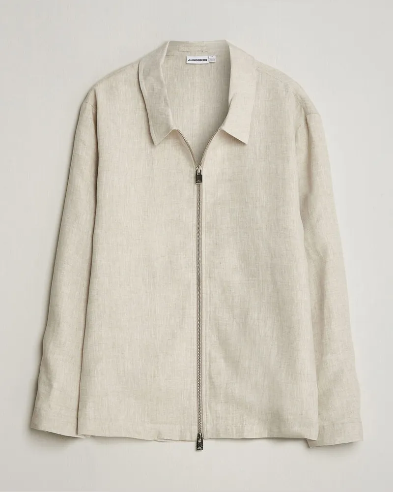 J.Lindeberg Julius Drape Linen Overshirt Moonbeam Beige