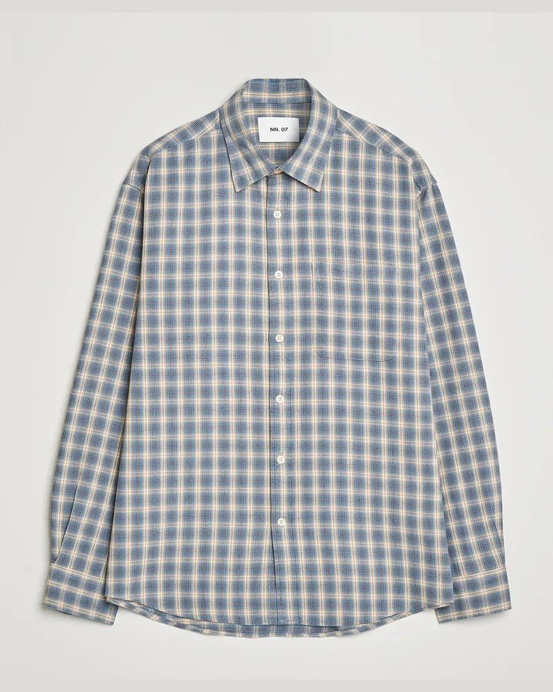 NN 07 Deon Flannel Checked Shirt Blue Mehrfarbig