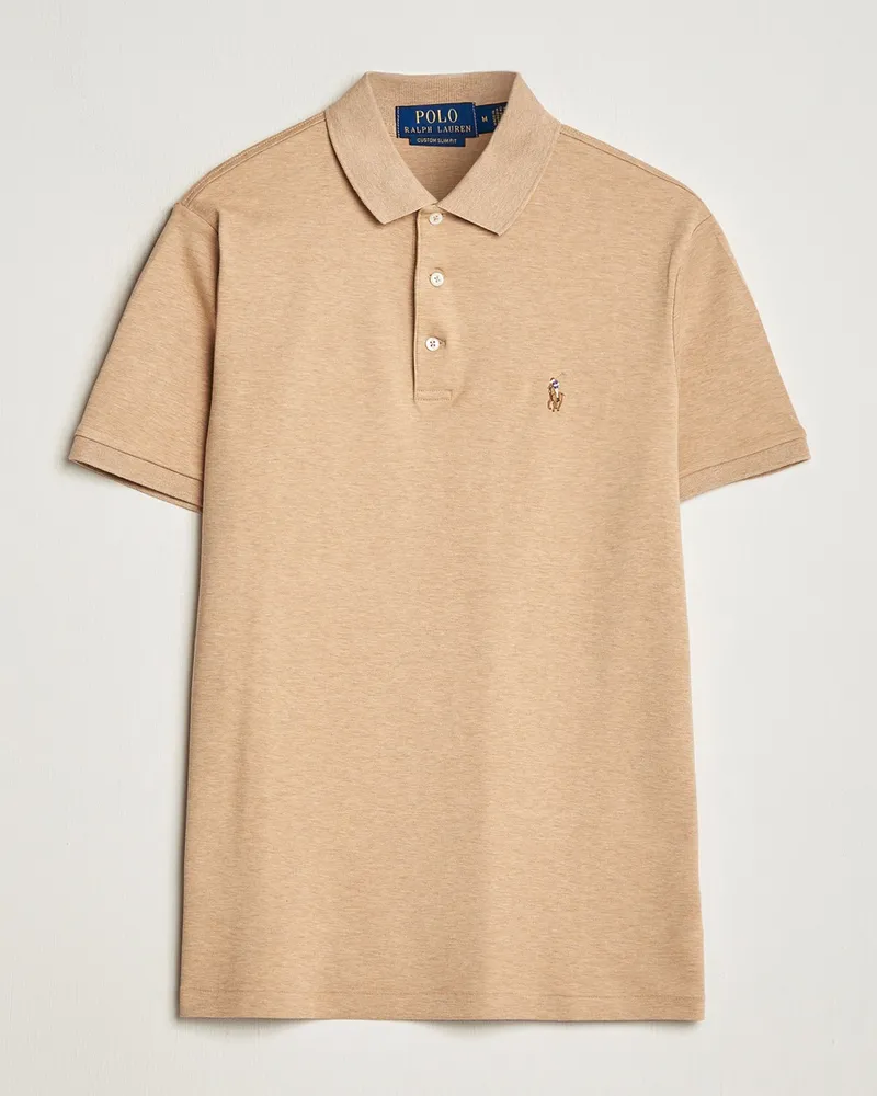 Ralph Lauren Luxury Pima Cotton Polo Classic Camel Heather Beige