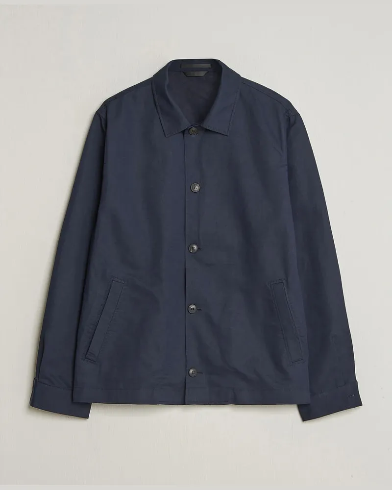 Sunspel Cotton/Linen Jacket Navy Blau