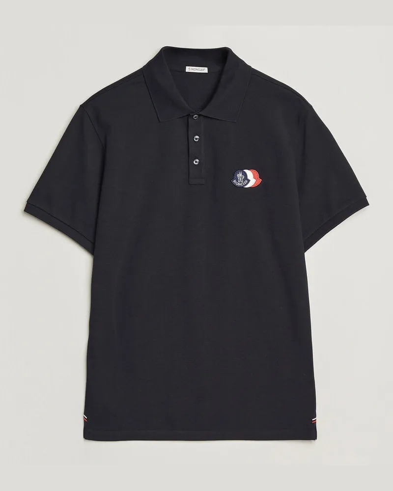 Moncler Tricolore Logo Polo Navy Blau