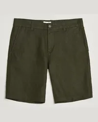 NN 07 Crown Leinen Shorts Rosin Green Grün