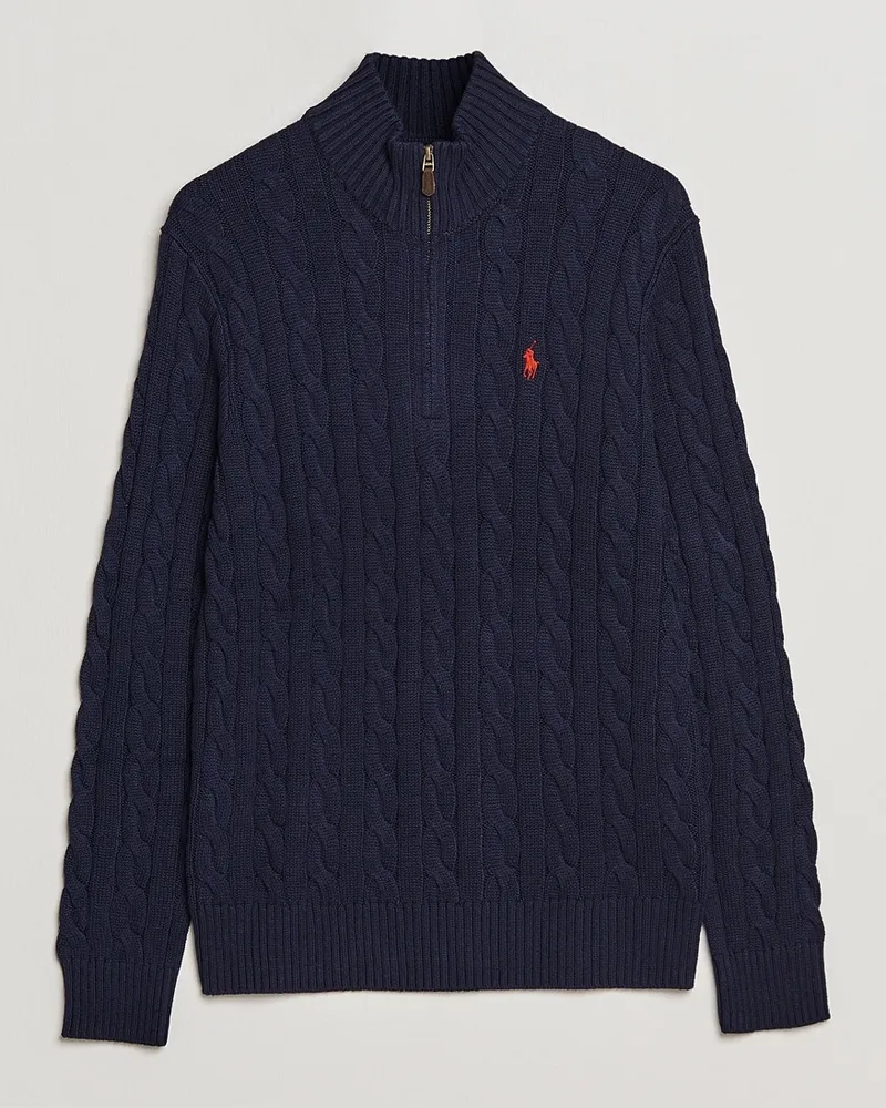 Ralph Lauren Cotton Cable Half Zip Hunter Navy Blau
