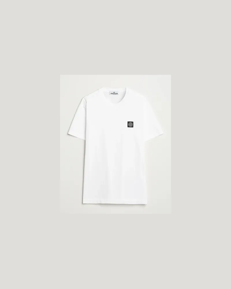 Stone Island Garment Dyed Cotton Jersey T-Shirt White Weiß