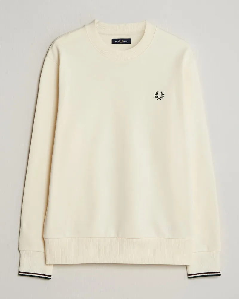 Fred Perry Crew Neck Sweatshirt Ecru Weiß