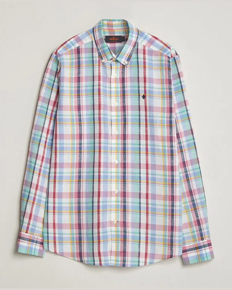 Morris Preppy Check Linen Shirt Multi Mehrfarbig