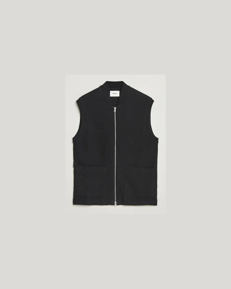 NN 07 Boiled Wool Vest Black Schwarz