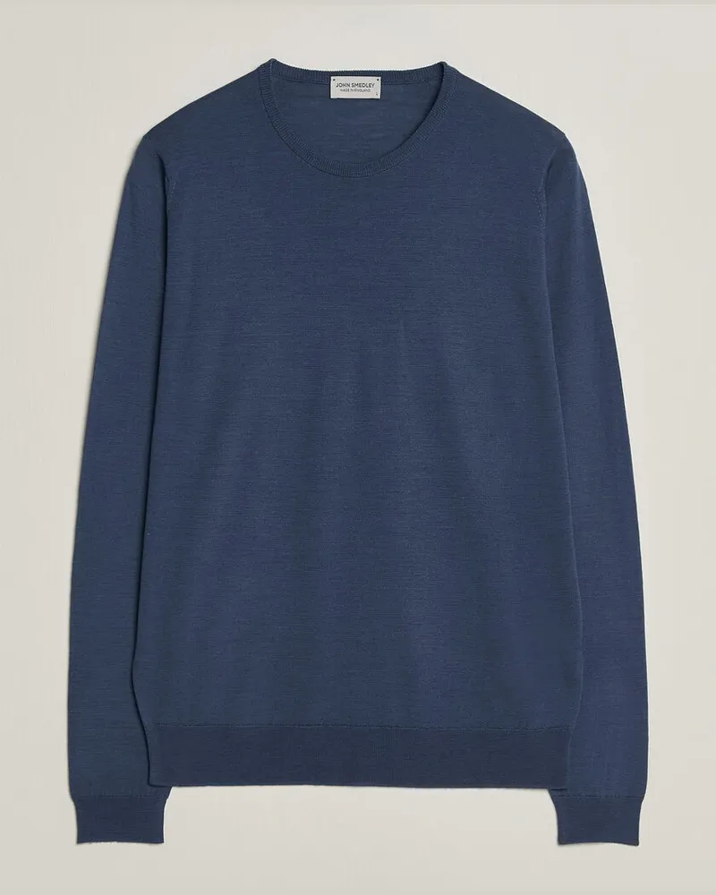 John Smedley Lundy Extra Fine Merino Crew Neck Teal Firth Blau