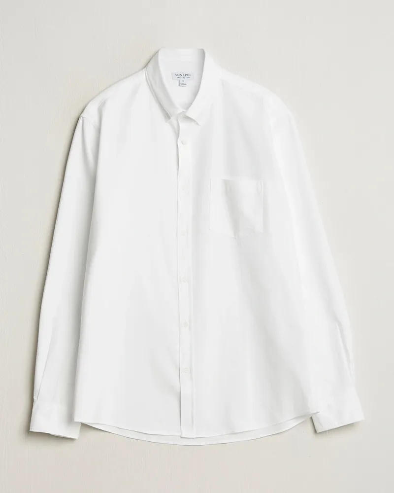 Sunspel Oxford Button Down Shirt White Weiß
