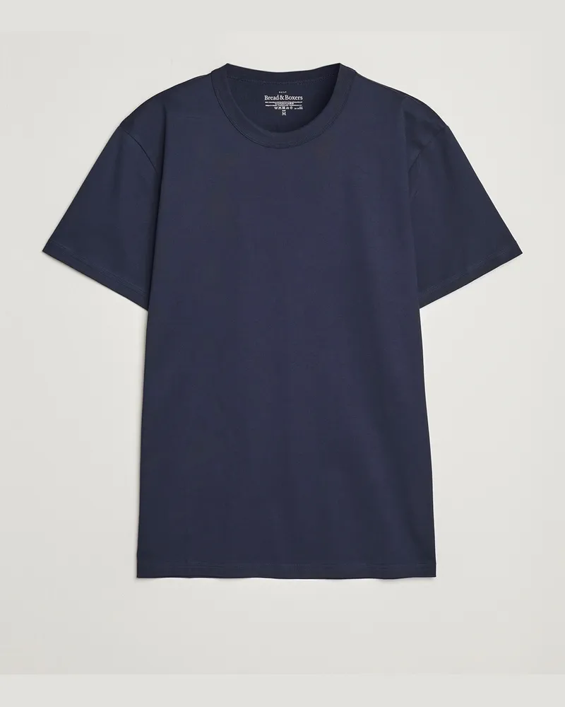 Bread & Boxers Pima Cotton Crew Neck T-Shirt Navy Blue Blau