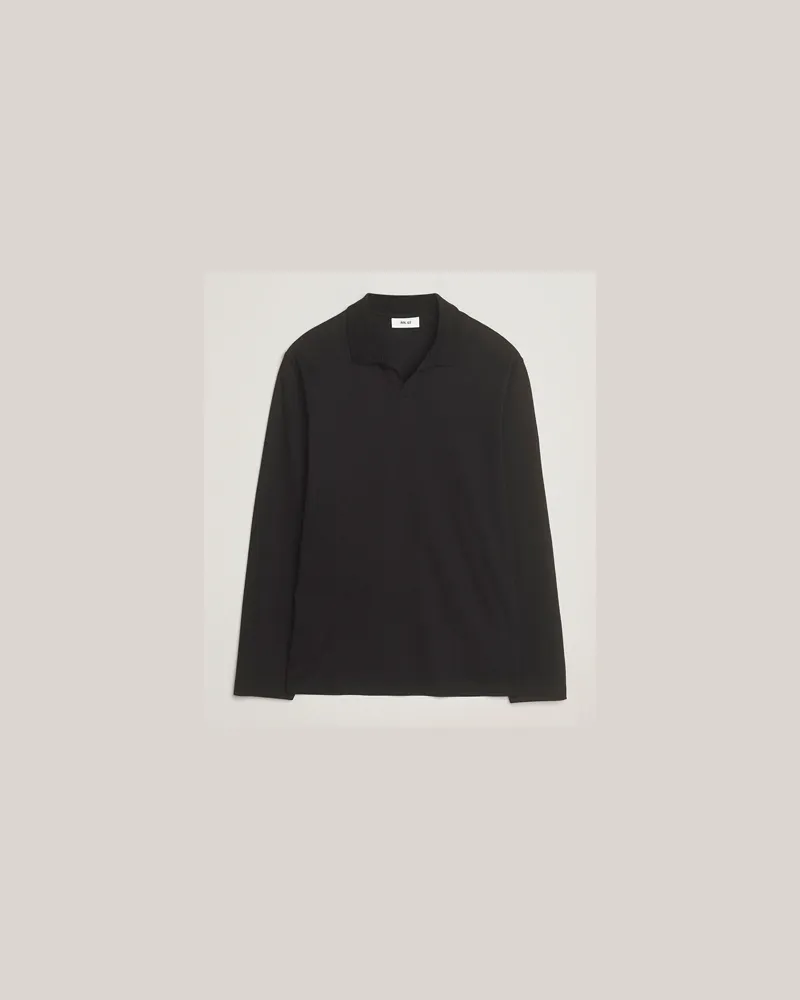 NN 07 Paul Mercerized Long Sleeve Polo Black Schwarz