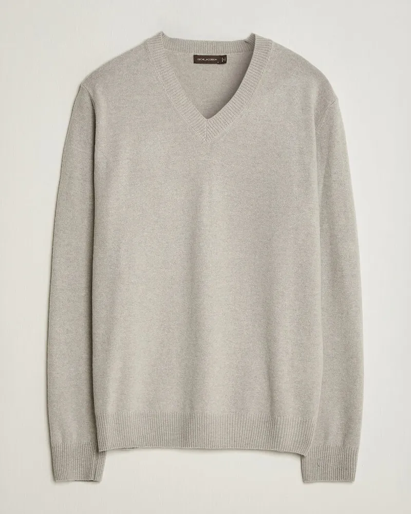 Oscar Jacobson Gregor Wool/Cashmere V-Neck Light Beige Beige