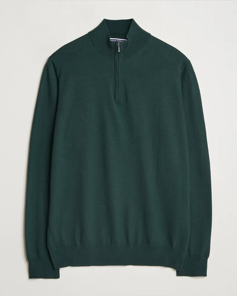 Charles Tyrwhitt Pure Merino Zip Neck Jumper Forest Green Grün