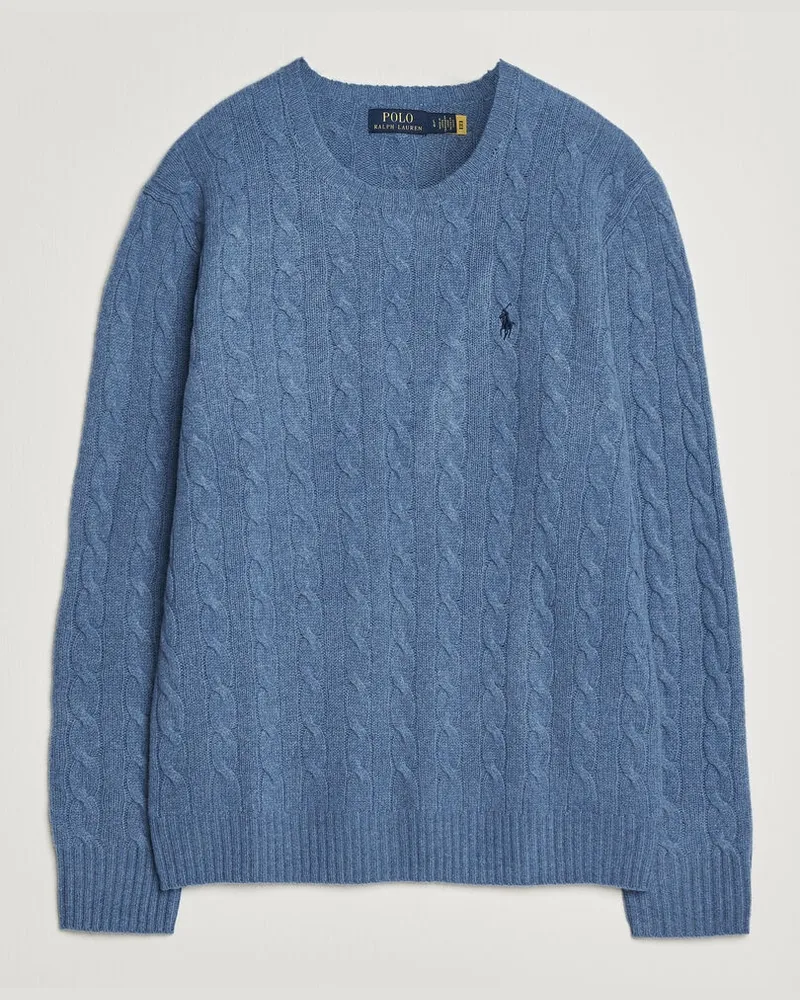 Ralph Lauren Wool/Cashmere Cable Crew Neck Blue Borage Heather Blau