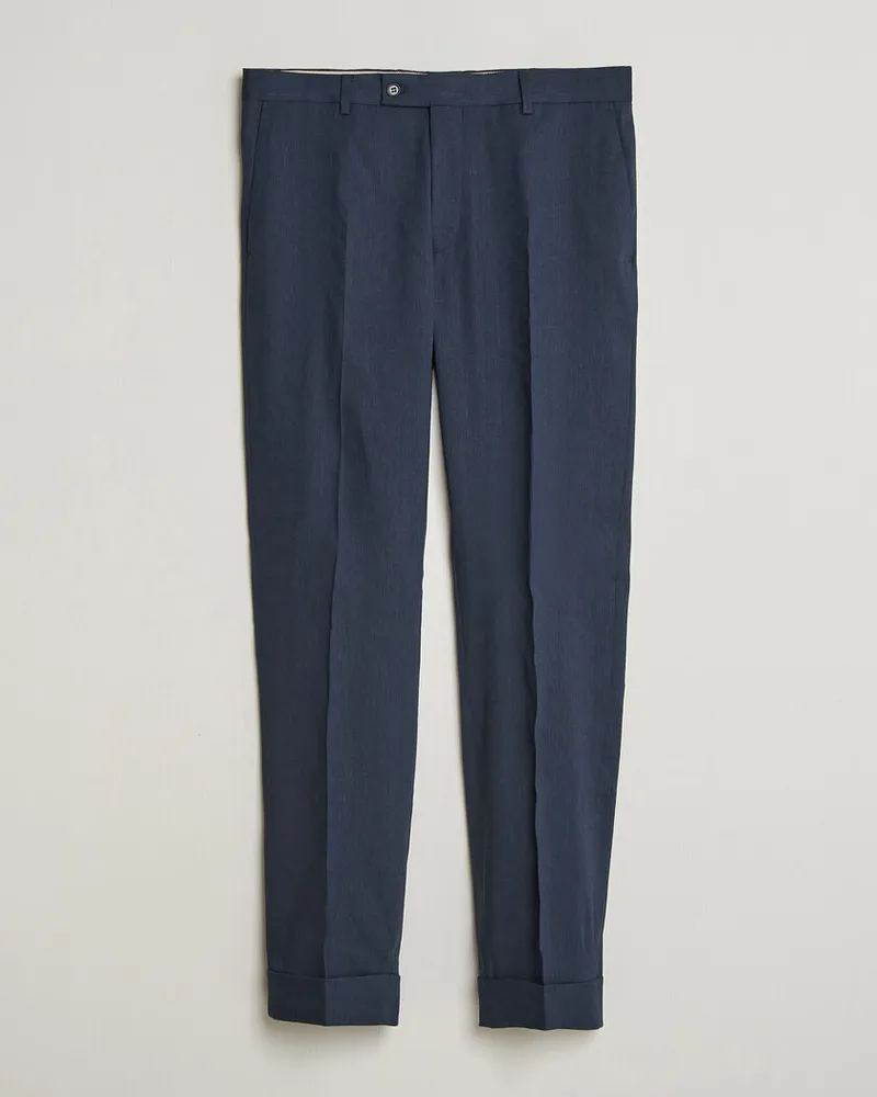 Morris Jack Linen Trousers Navy Blau