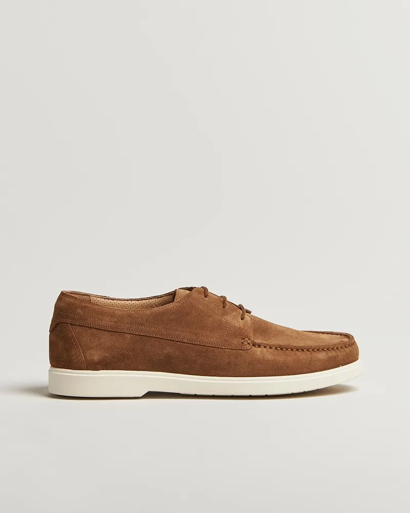 Loake 1880 Sardinia Suede Boat Shoe Loafers Chestnut Braun