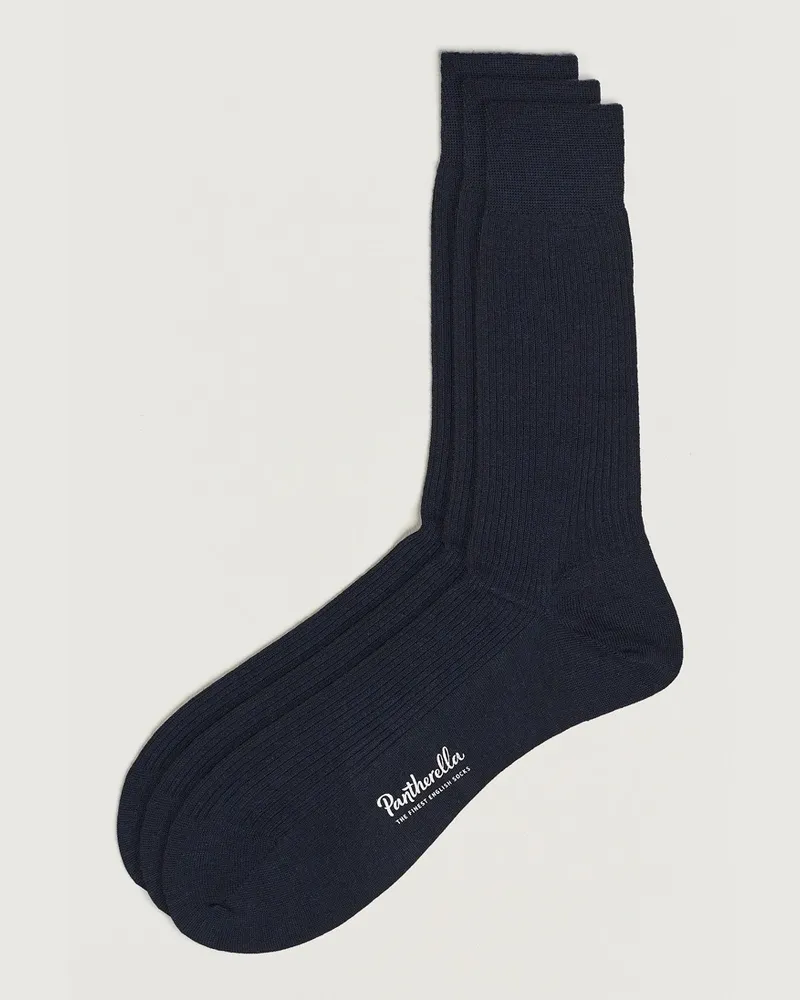 Pantherella 3-Pack Naish Merino/Nylon Sock Navy 