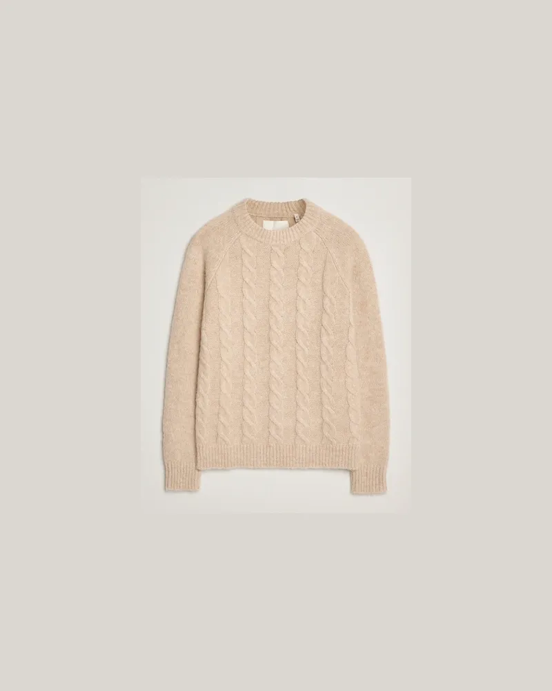 Gant Alpaca/Lambswool Cable Crew Neck Seed Melange Beige
