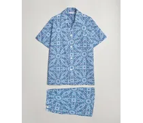 Shortie Printed Baumwoll Pyjama Set Blue