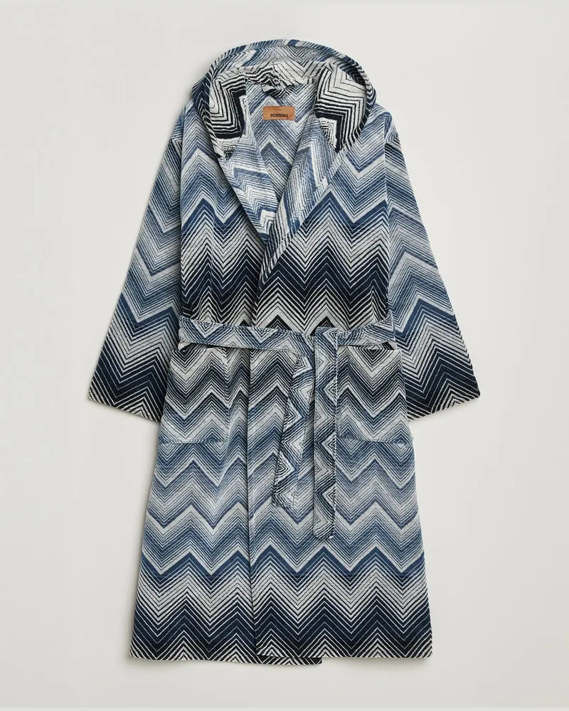 Missoni Home Marea Hooded Bathrobe Multi Blue Blau