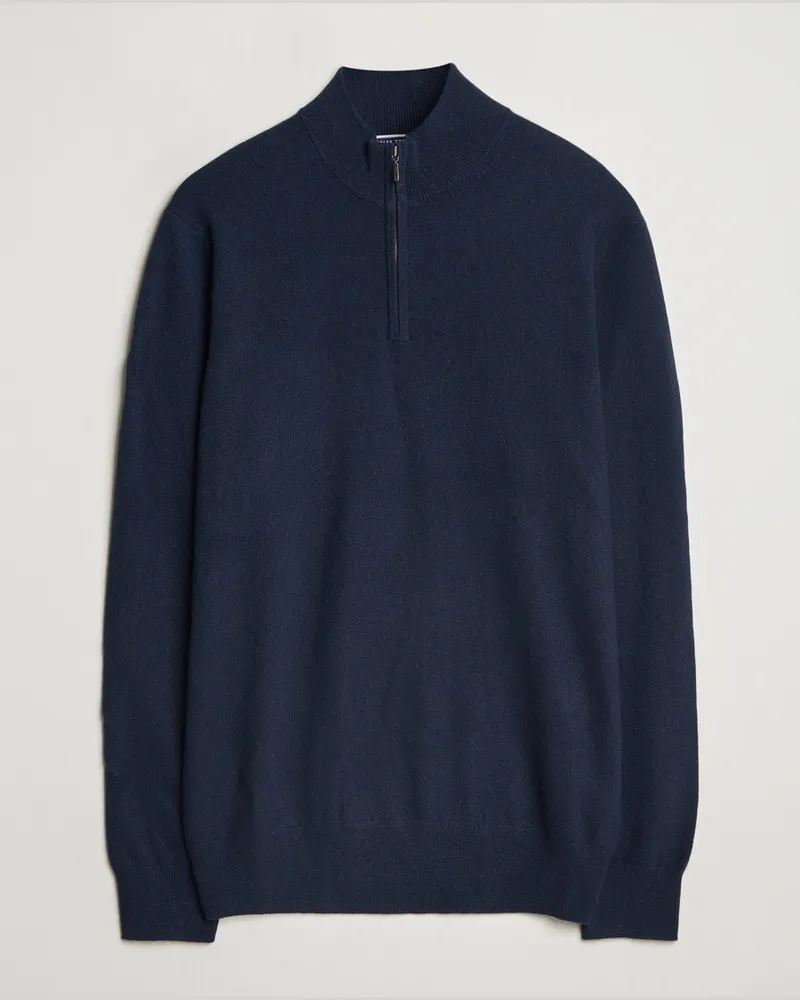 Charles Tyrwhitt Pure Cashmere Zip Neck Jumper Navy Blau