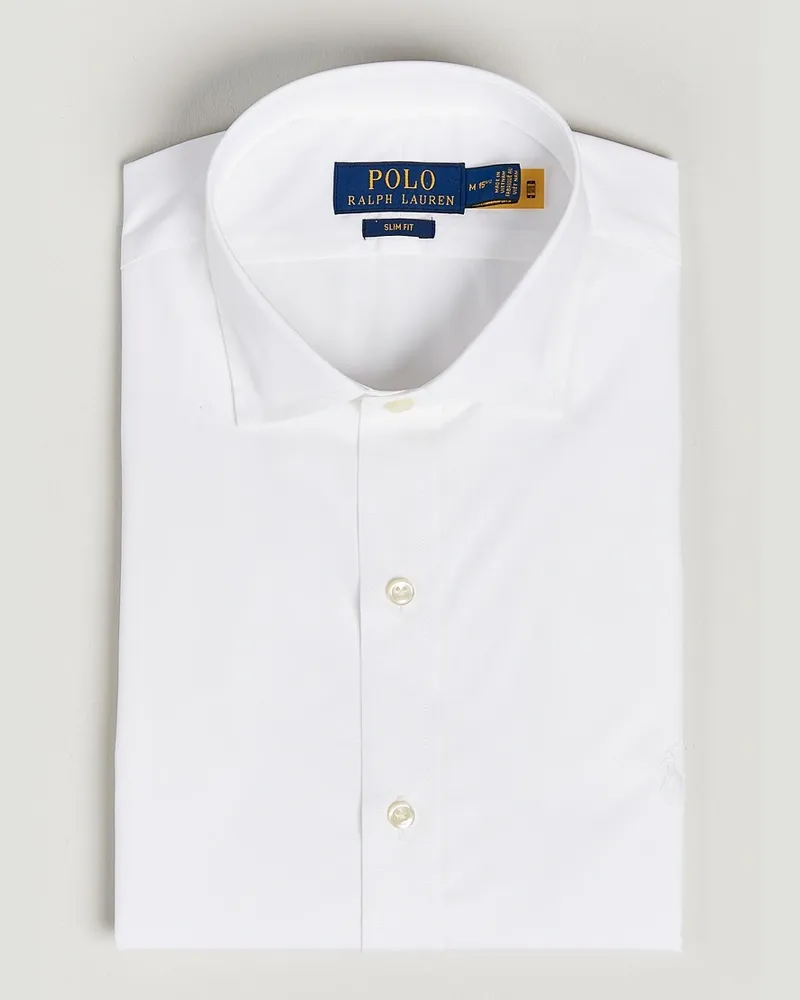 Ralph Lauren Slim Fit Poplin Cut Away Dress Shirt White Weiß