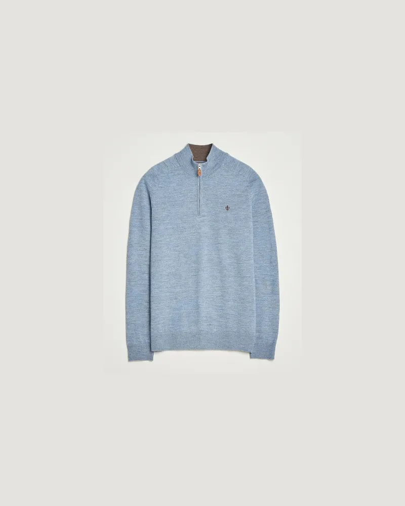 Morris John Merino Half Zip Light Blue Blau