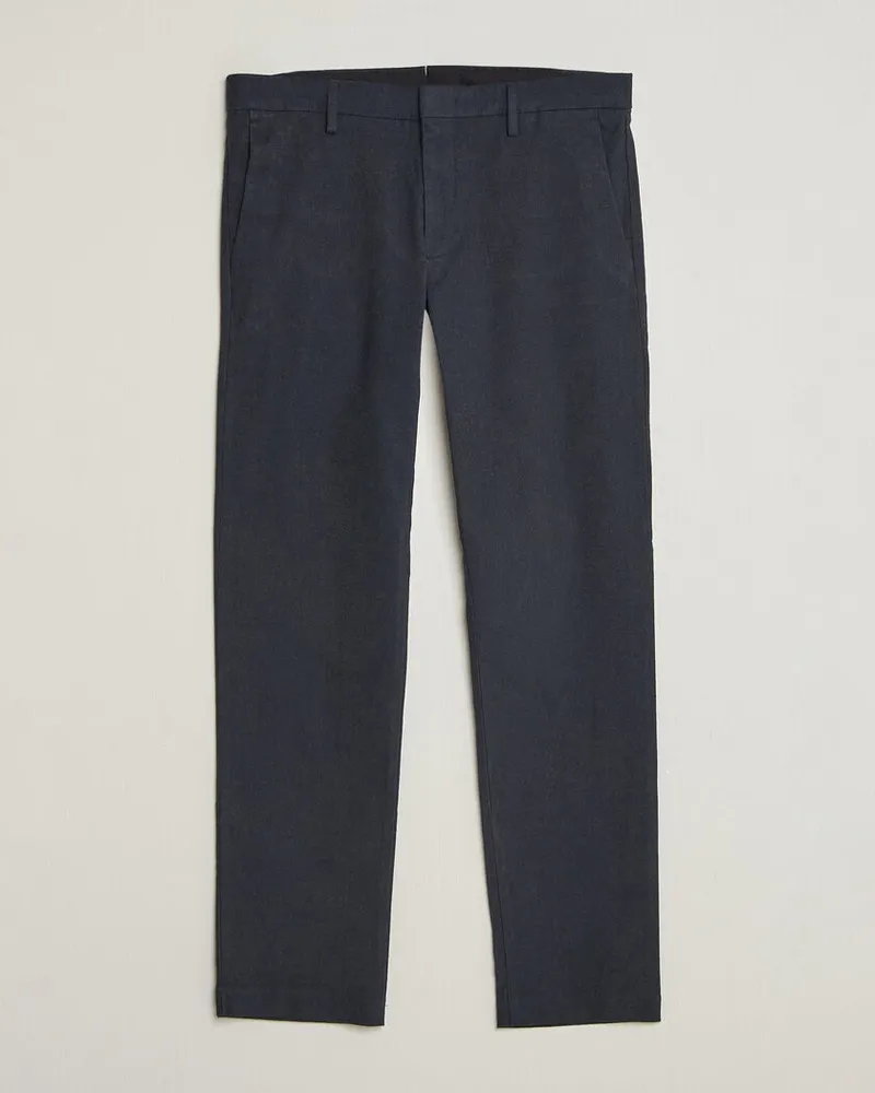 NN 07 Theo Brushed Cotton Trousers Deep Navy Blau
