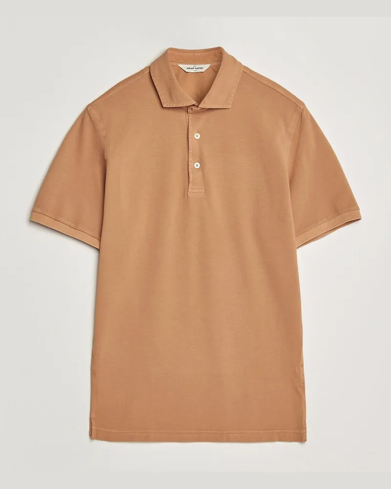 Gran Sasso Washed Polo Apricot Orange Orange