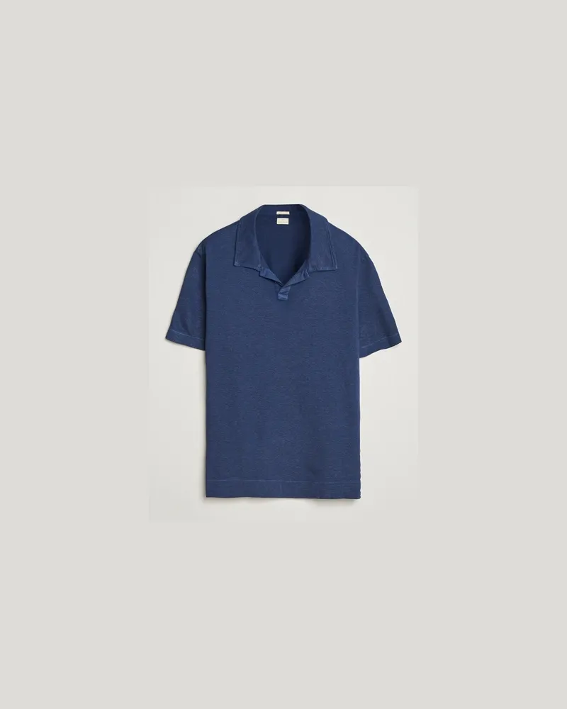 Massimo Alba Aruba Cotton/Linen Polo Midnight Blue Blau