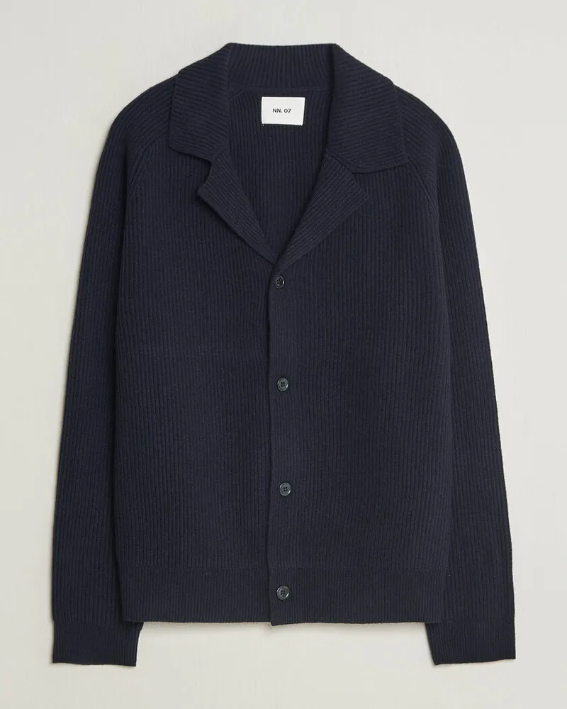 NN 07 Shane Wool Knitted Cardigan Navy Blue Blau