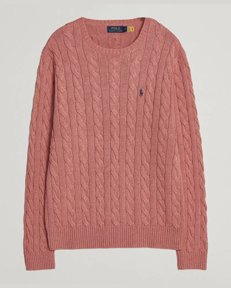 Ralph Lauren Cotton Cable Pullover Faded Cranberry Heather Rosa