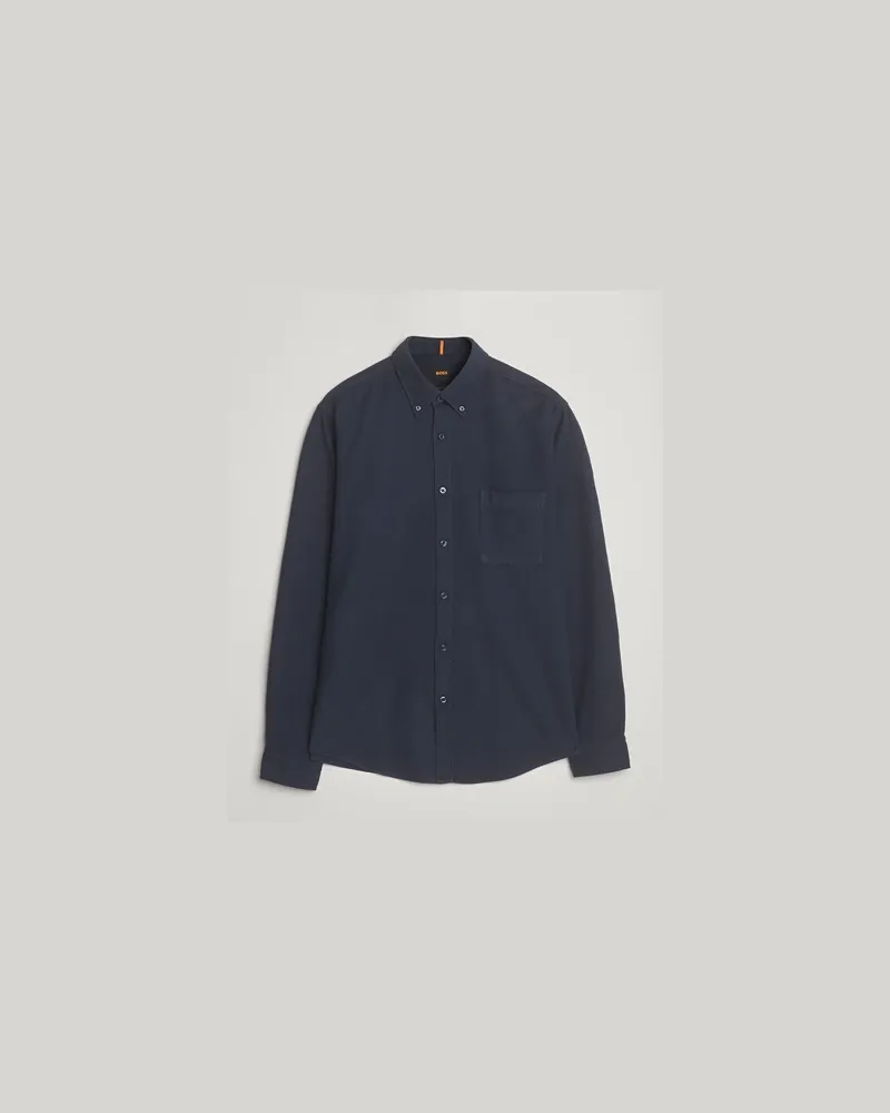 HUGO BOSS Rickert Brushed Cotton Shirt Dark Blue Blau