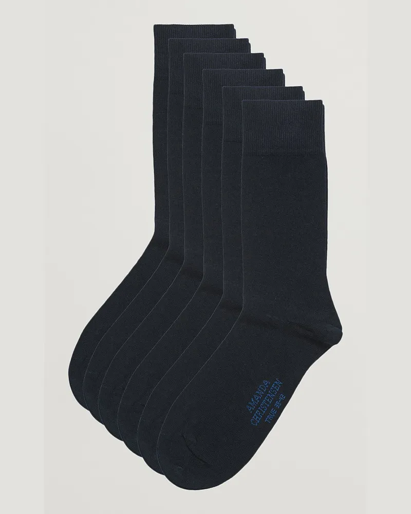 Amanda Christensen 6-Pack True Cotton Socks Dark Navy Blau