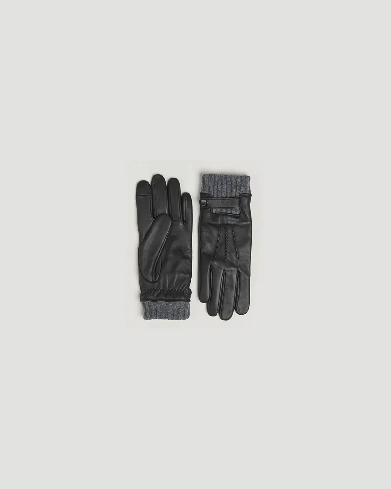 HUGO BOSS Hyden Leather Glove Black Schwarz