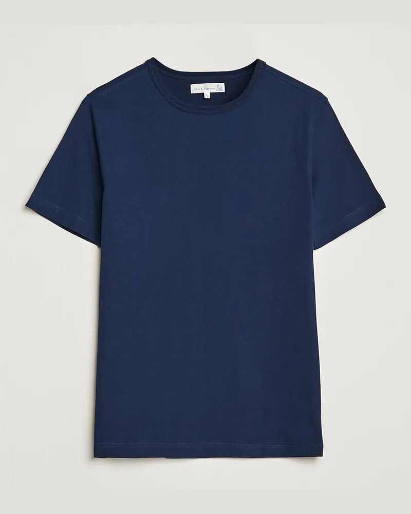 Merz b. Schwanen 1950s Classic Loopwheeled T-shirt Ink Blue Blau