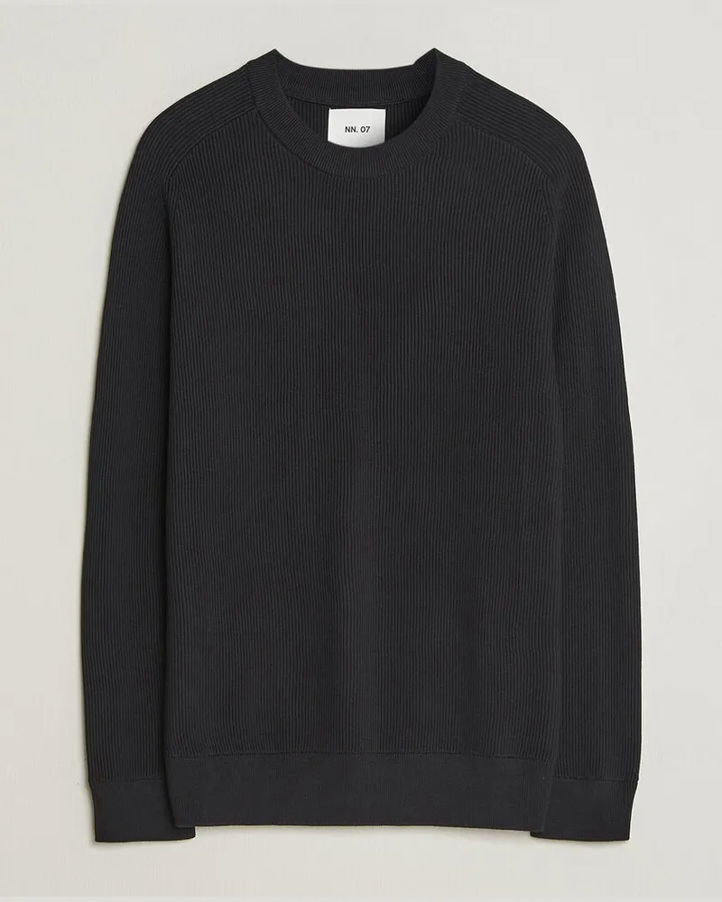 NN 07 Kevin Cotton Knitted Sweater Black Schwarz