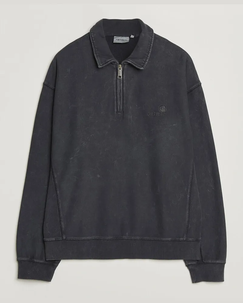 Carhartt WIP Lambert Washed Polo Sweatshirt Black Moon Wash Grau