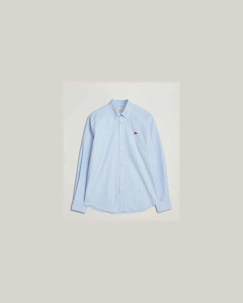 forét Flag Regular Fit Oxford Shirt Light Blue Stripe Blau