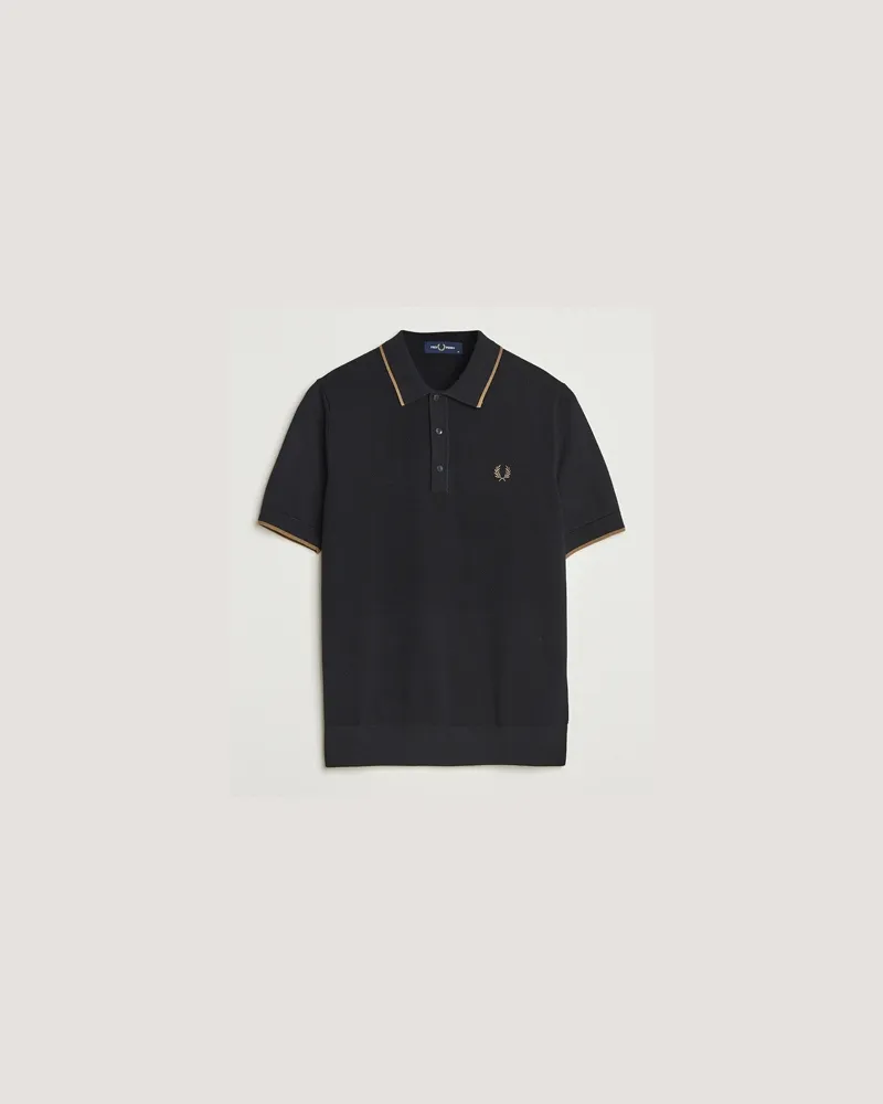 Fred Perry Pique Knitted Tipped Polo Black Schwarz