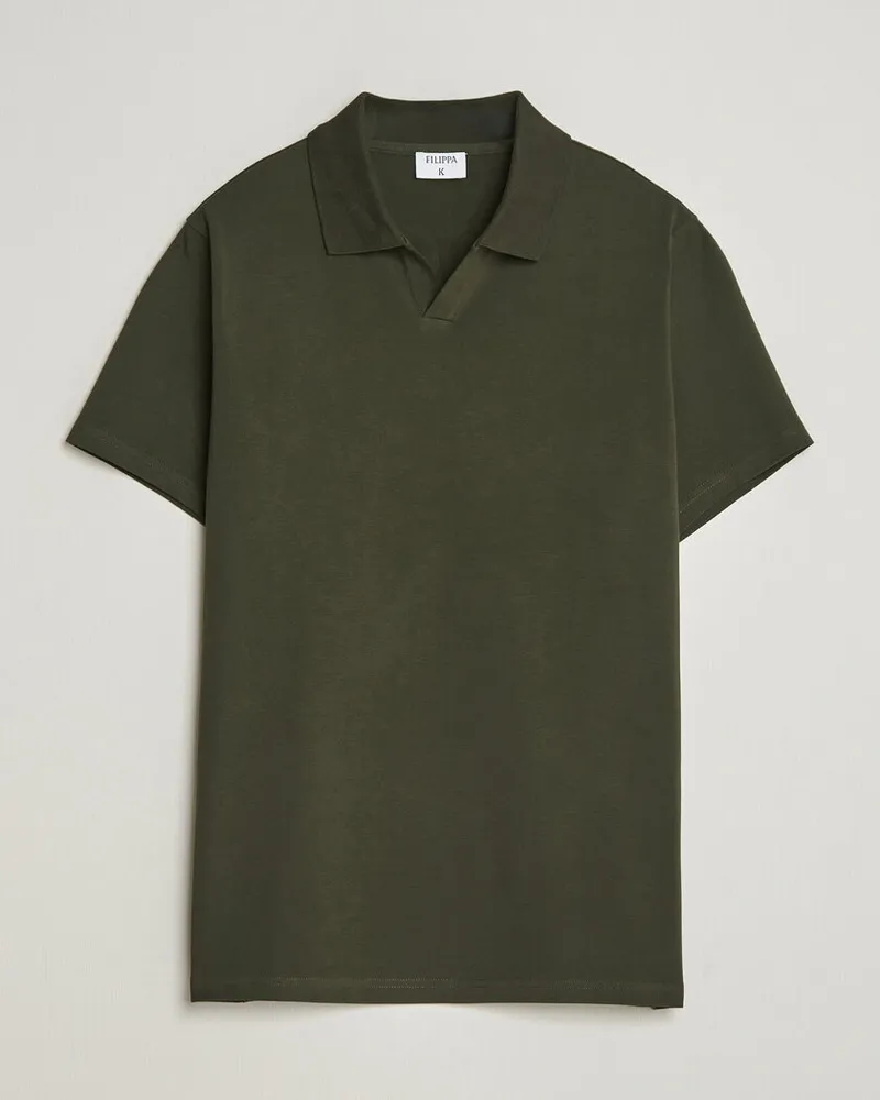 Filippa K Soft Lycra Polo T-Shirt Night Green Grün