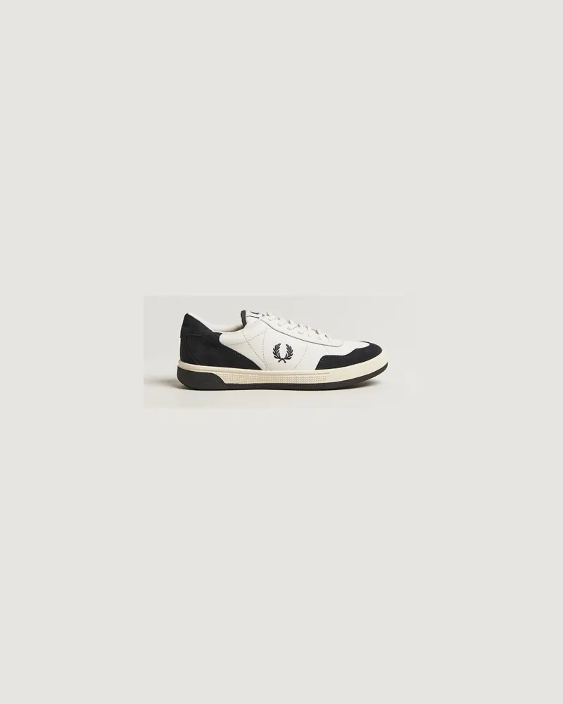 Fred Perry B11 Leather/Suede Sneaker Snow White/Navy Weiß