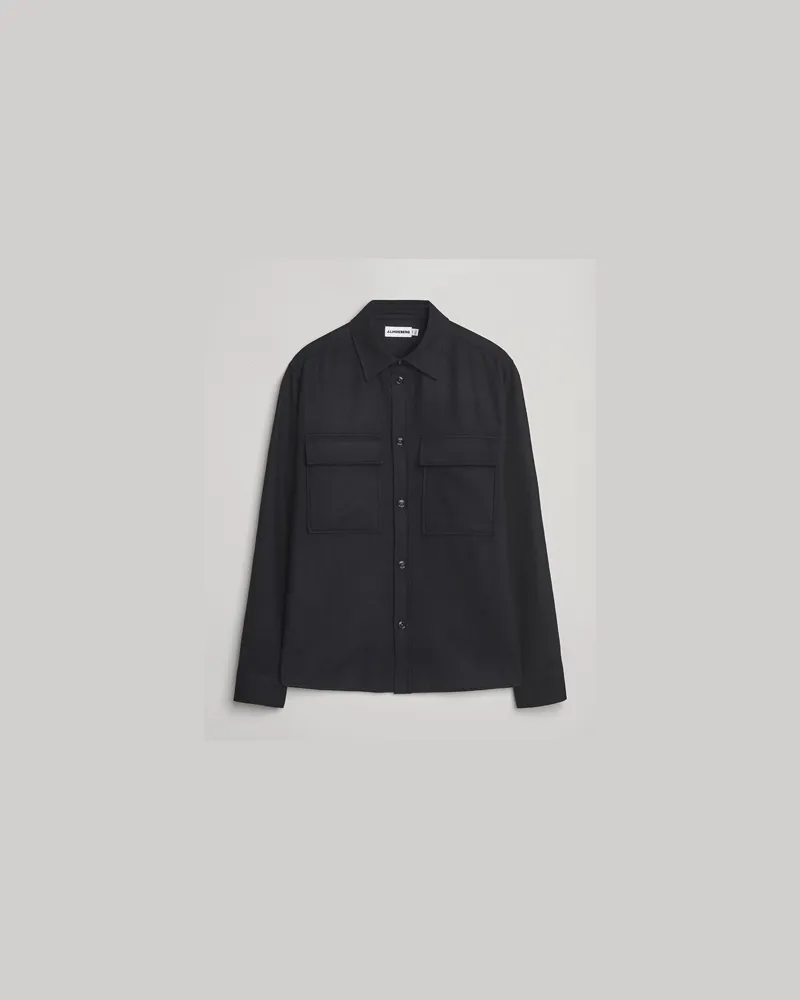 J.Lindeberg Flat Wool Overshirt Black Schwarz