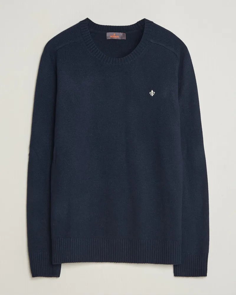 Morris Hertford Lambswool Crew Neck Navy Blau