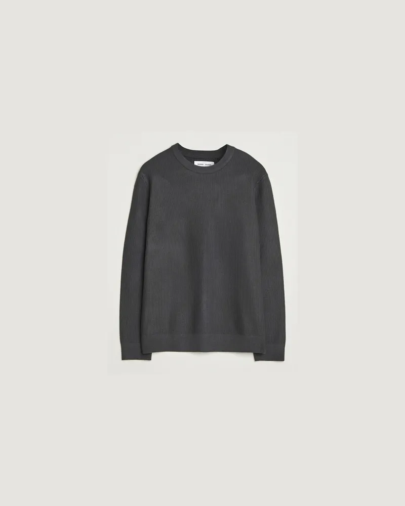 Samsøe & Samsøe Dem Structured Knitted Crew Neck Black Oyster Grau